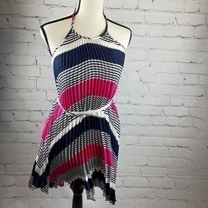 NWT max & Cleo halter pleated mini dress with belt xxs